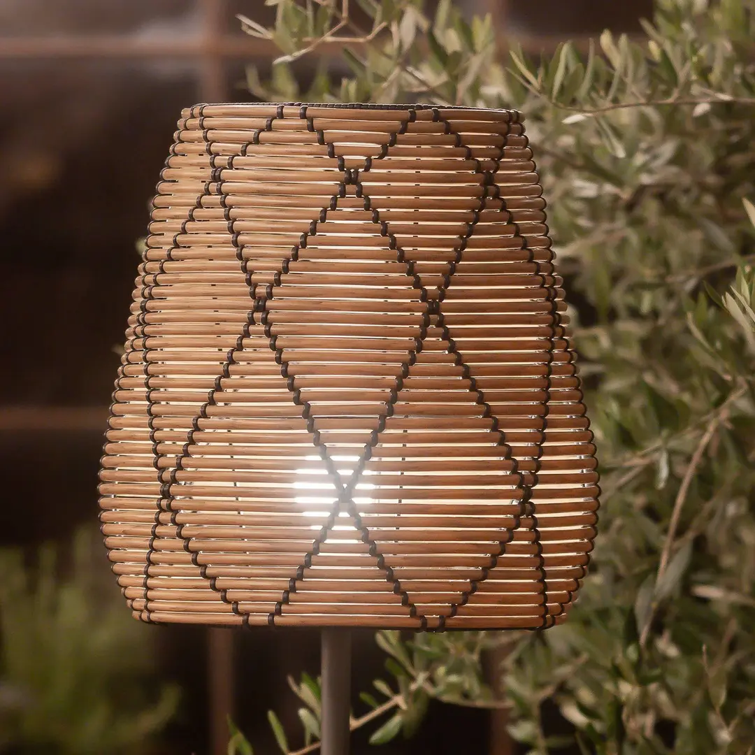 PR Home Terrassenlampe Agnar Lollo, grau, Rattanoptik, 71 cm
