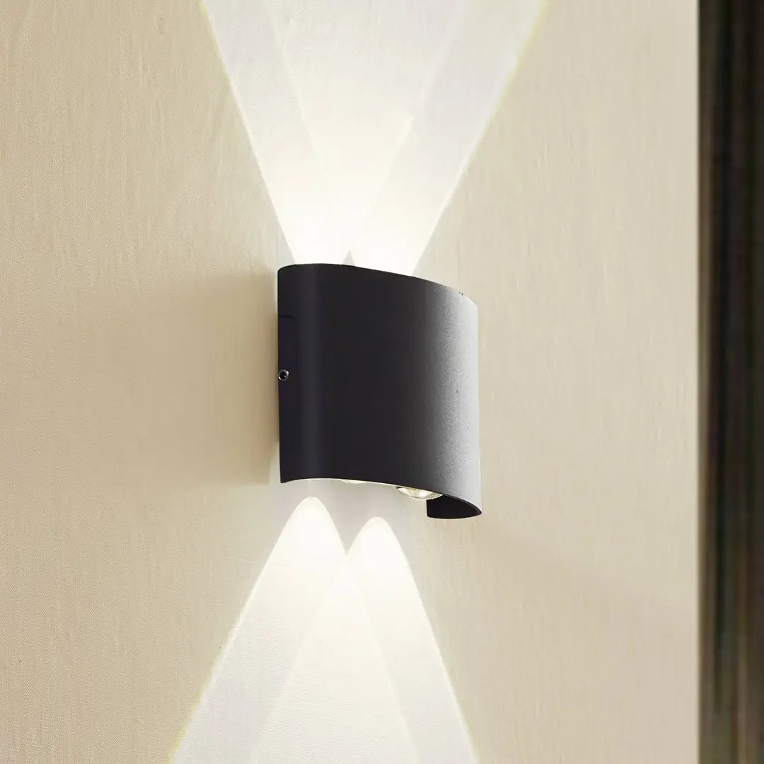 Lindby LED-Außenwandleuchte Ithan, 2-flg., anthrazit, 12 cm