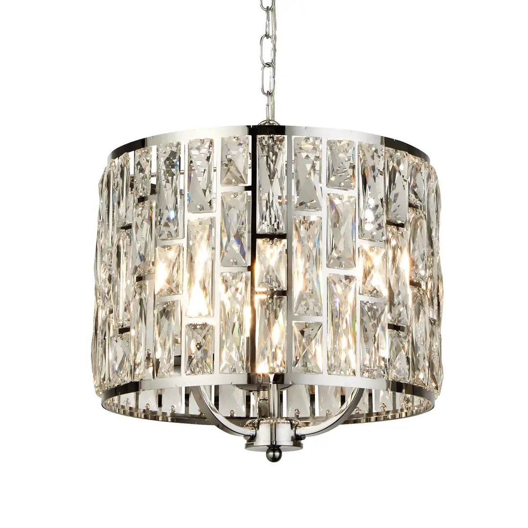 Searchlight Hängeleuchte Bijou, Schirm mit Kristallen, Ø 38 cm, chrom
