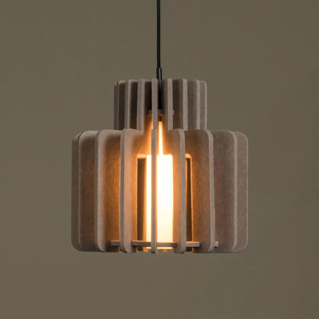 Lucide Hängelampe Rollo, taupe, Ø 31 cm, Stoff/Metall/Glas