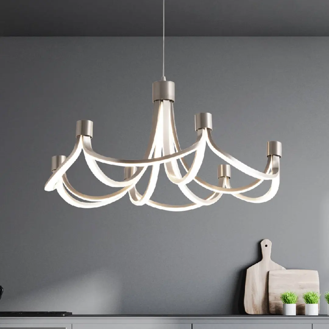 Naeve Leuchten LED-Hängeleuchte Festos, nickel matt, dimmbar