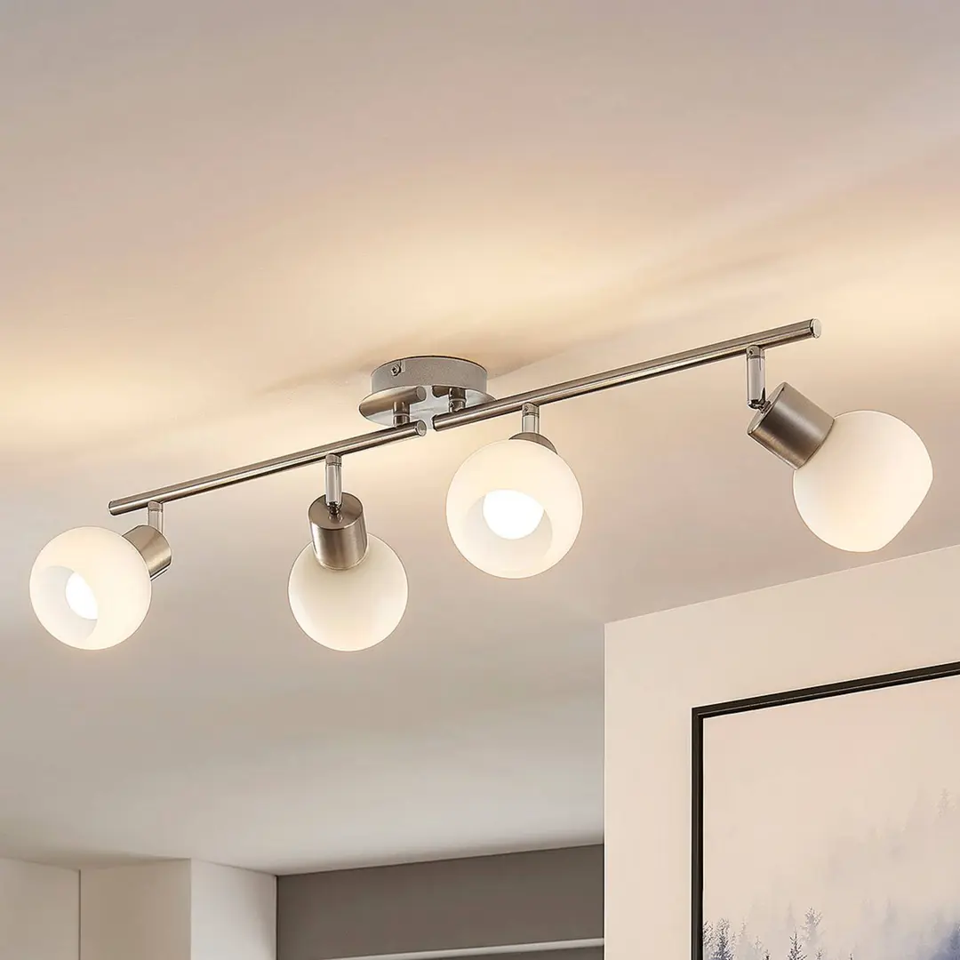 Lindby Deckenlampe Elaina, 70 cm, 4-flg., nickel, Glas, E14