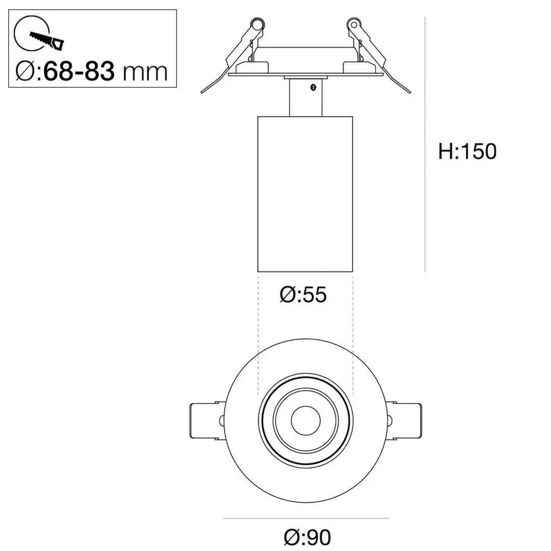 The Light Group SLC LED-Einbauspot Art, 1-flammig, weiß, 3.000 K, Aluminium