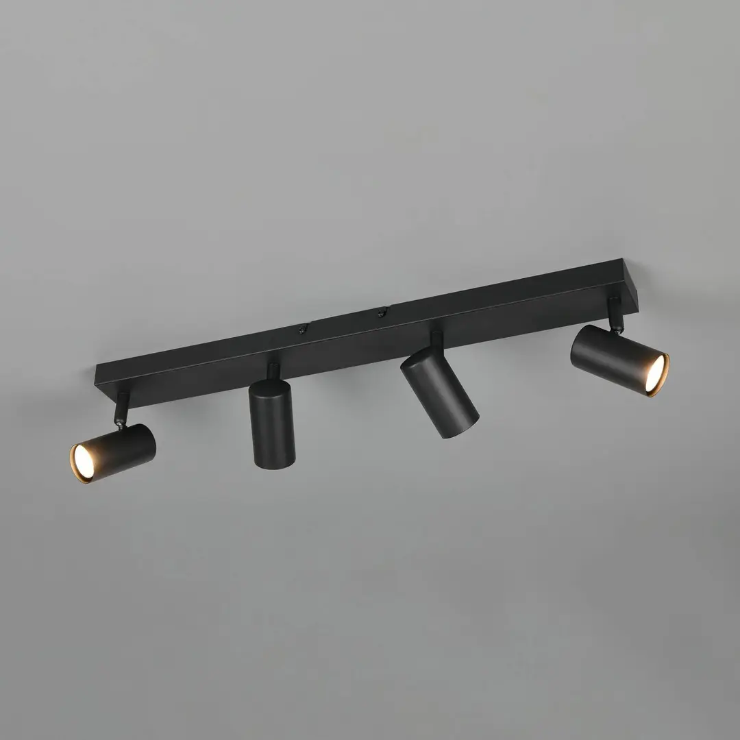 Reality Leuchten Strahler Taryn, schwarz matt, Länge 62 cm, 4-flg., Mini-GU10