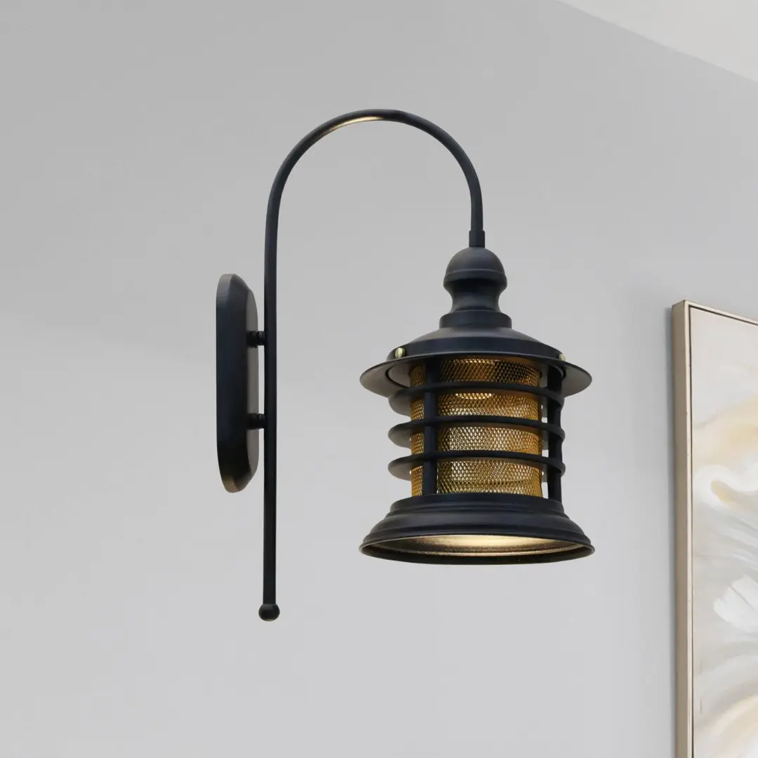 ROYALTECH Wandleuchte Nostalji, schwarz, Höhe 48 cm, Metall, E27