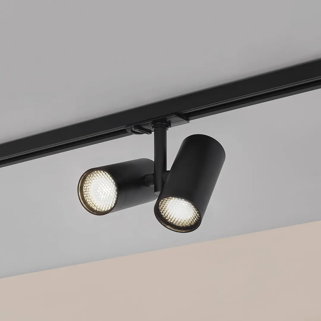 Lindby Schienenspot Linaro, GU10, 2-flammig, schwarz, Blende