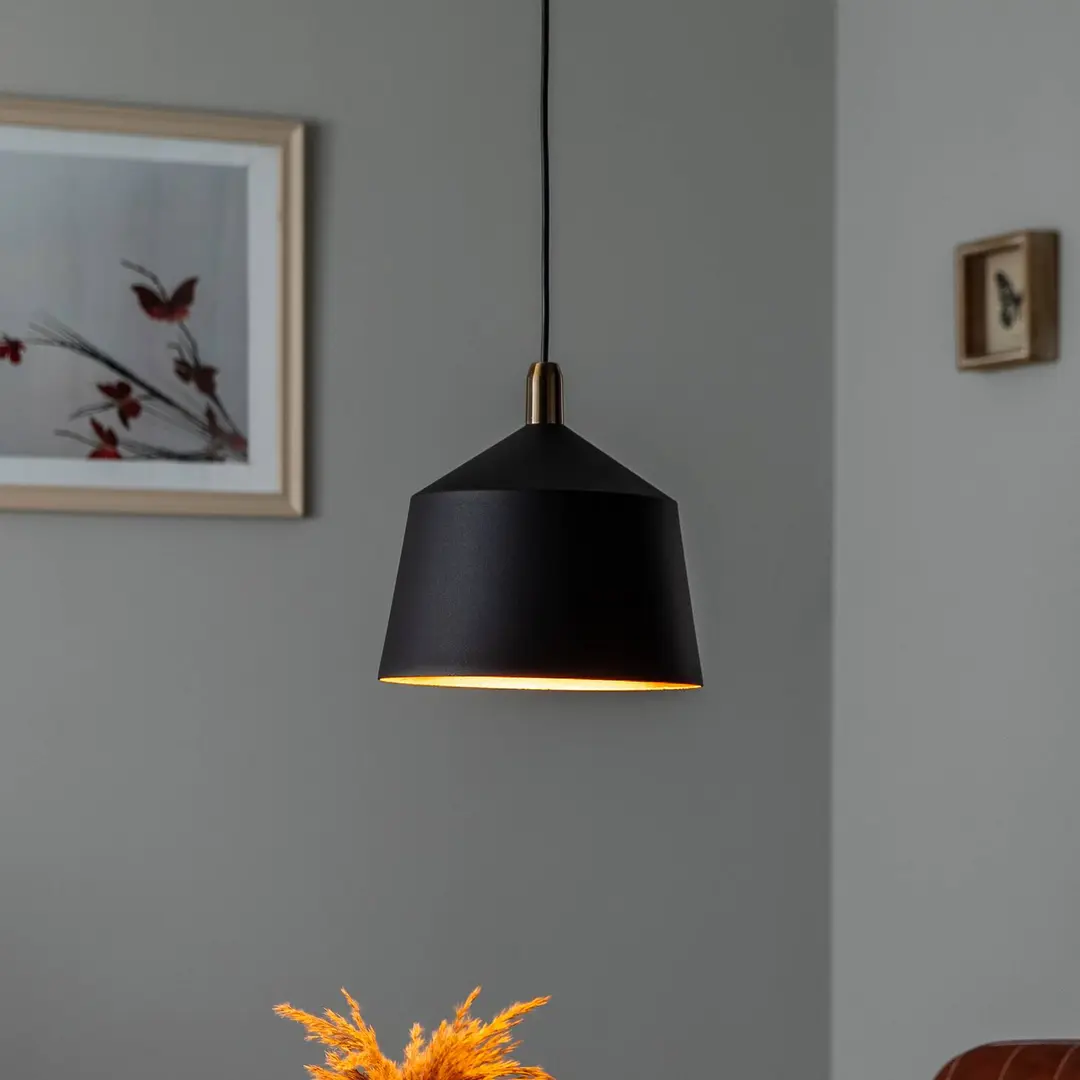 Opviq Hängeleuchte Saglam 3720 1-flg. Ø25cm schwarz/gold