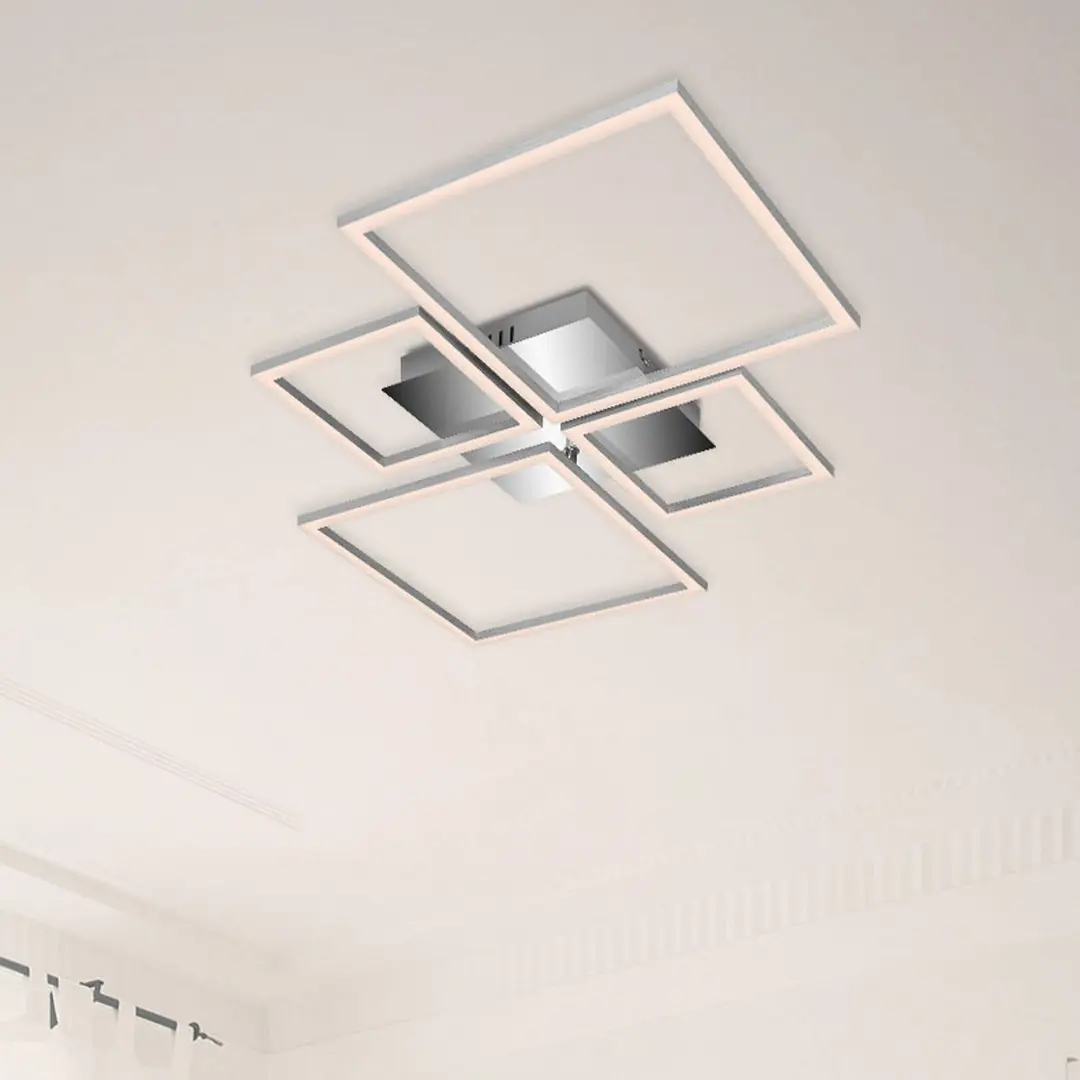 Briloner LED-Deckenleuchte Frame, CCT, 4-flammig, aluminium