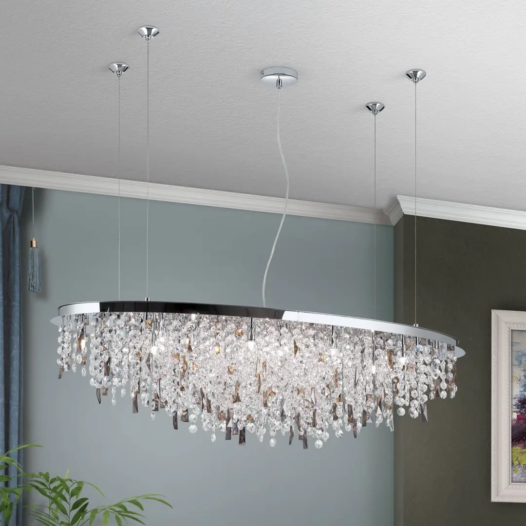 Orion Hängeleuchte Crystalriver mit Kristallbehang chrom