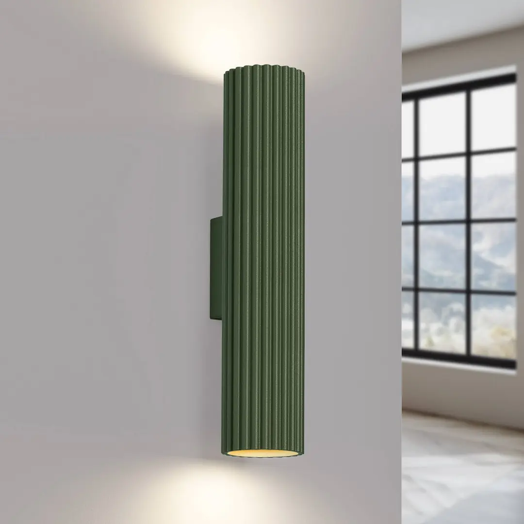 SOLLUX LIGHTING Wandleuchte ALORA, Höhe 30 cm, olivgrün, Metall, 2 x GU10