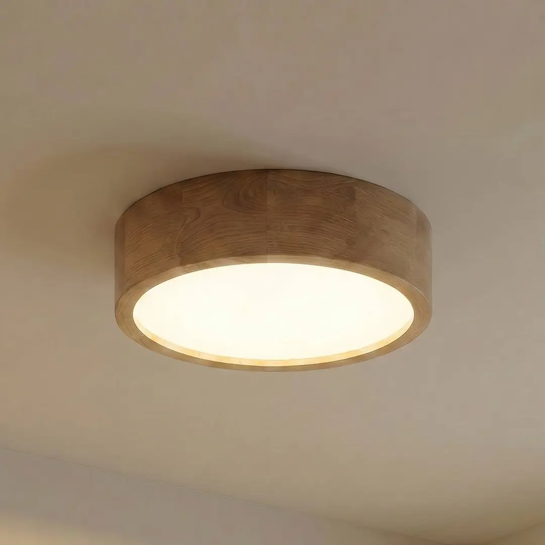 TEMAR LIGHTING Deckenleuchte Cleo, Ø 38 cm, Eichenholz, E27