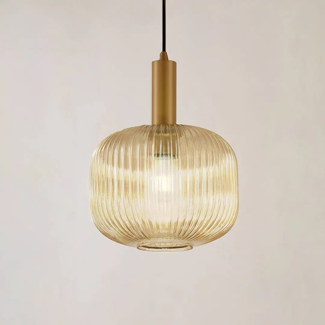 Lindby Hängeleuchte Doroteo, 25 cm, 1-flg., amber, Glas