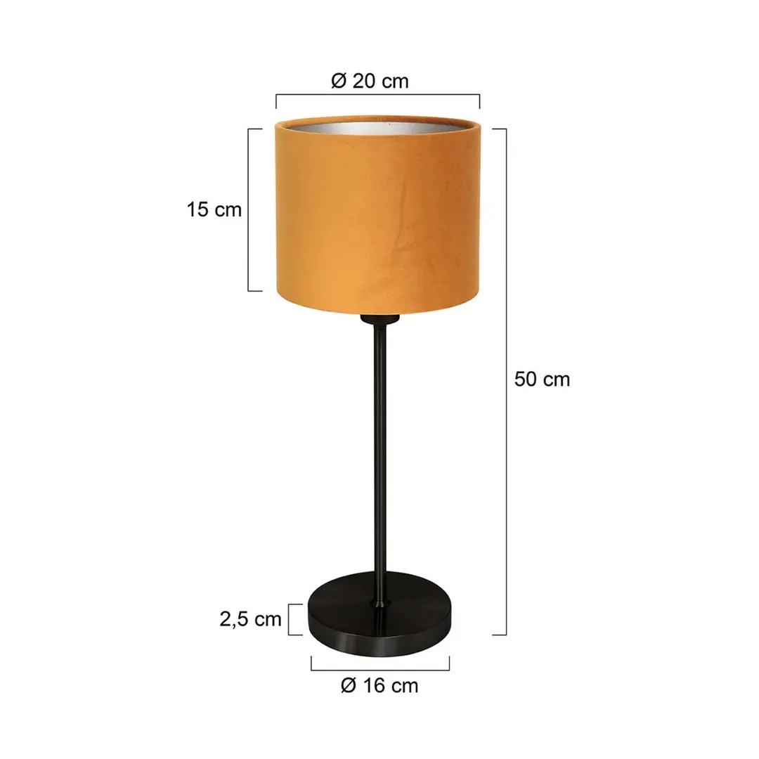 Mexlite Tischleuchte Noor schwarz/Velours gold, Höhe 50 cm E27