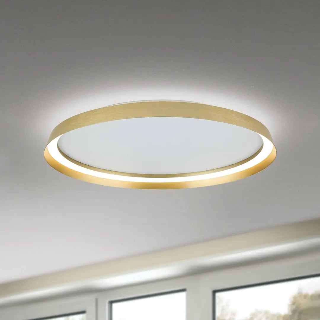 Orion LED-Deckenlampe Manta, Ø 60 cm, goldfarben, Alu, up/down
