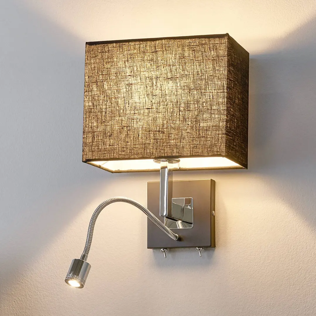 Lucande Wandlampe Rebekka, 31 cm, schwarz, LED-Lesearm