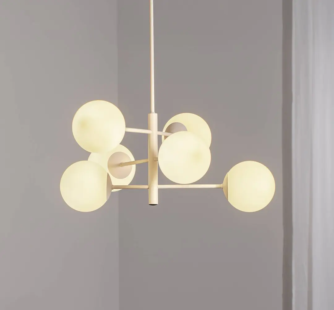 Domiluce Hängeleuchte Aurora, weiß, Ø 60 cm, 6-flammig, Glas, E14
