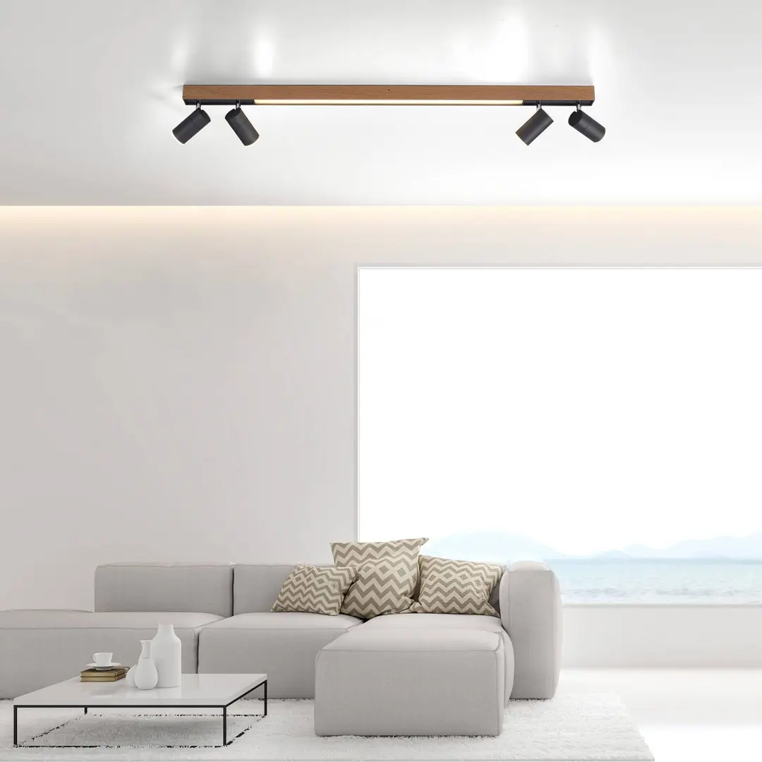 Pure LED-Deckenlampe PURE Lines Spot, 120 cm, oak/graphite