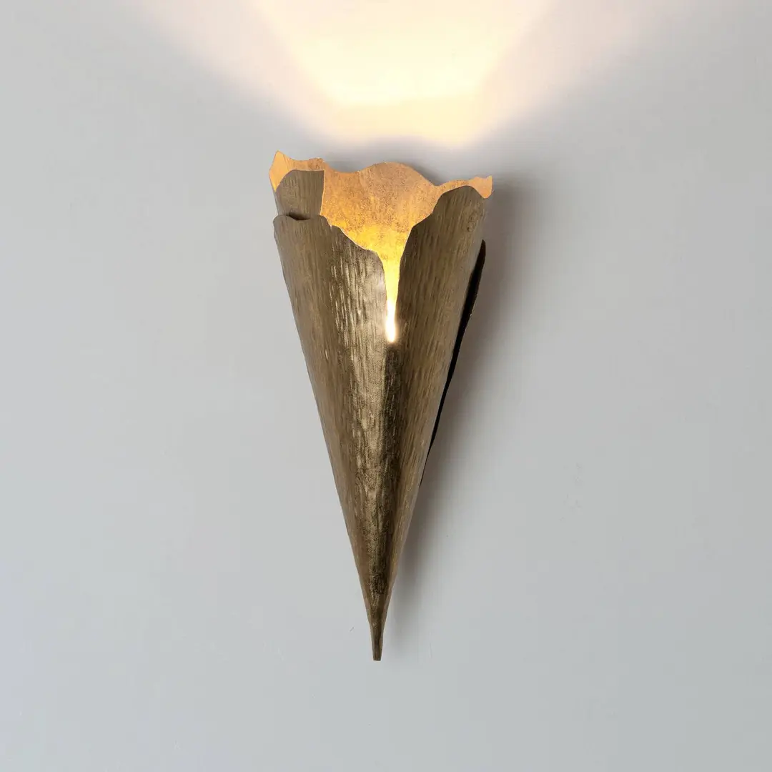 Holländer Wandlampe GINGKO QUATTRO, goldfarben, Höhe 31 cm, Metall, G9