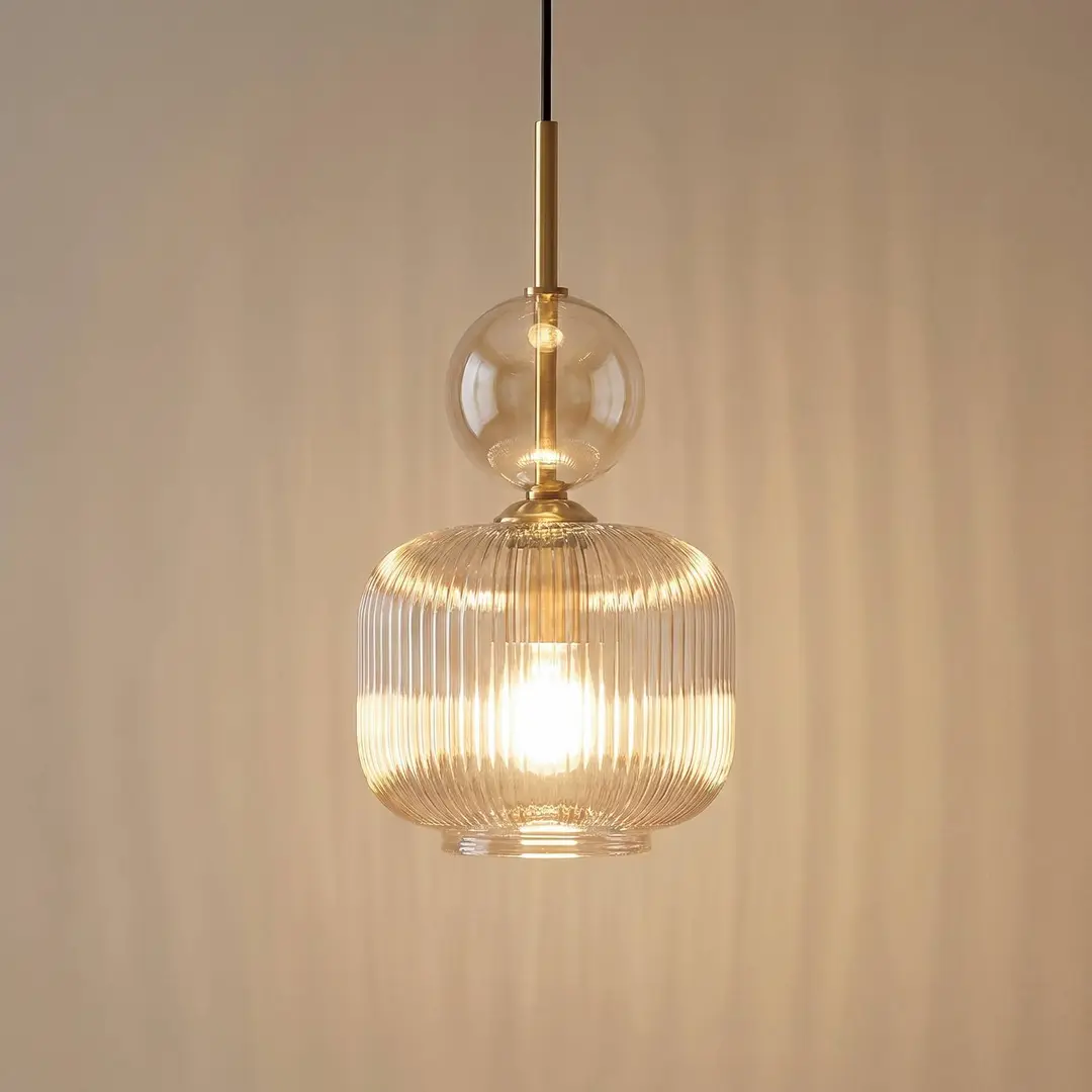 TK Lighting Hängelampe Sophia, cognac/schwarz, Glas, Ø 15 cm, E14