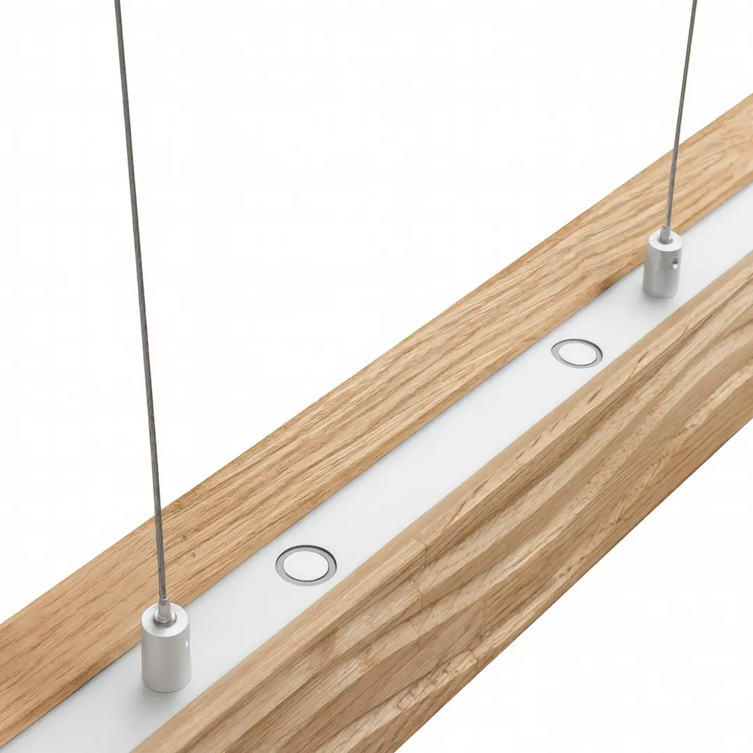 Elobra LED-Hängeleuchte Atacama, eiche/nickel, Holz, Länge 116 cm