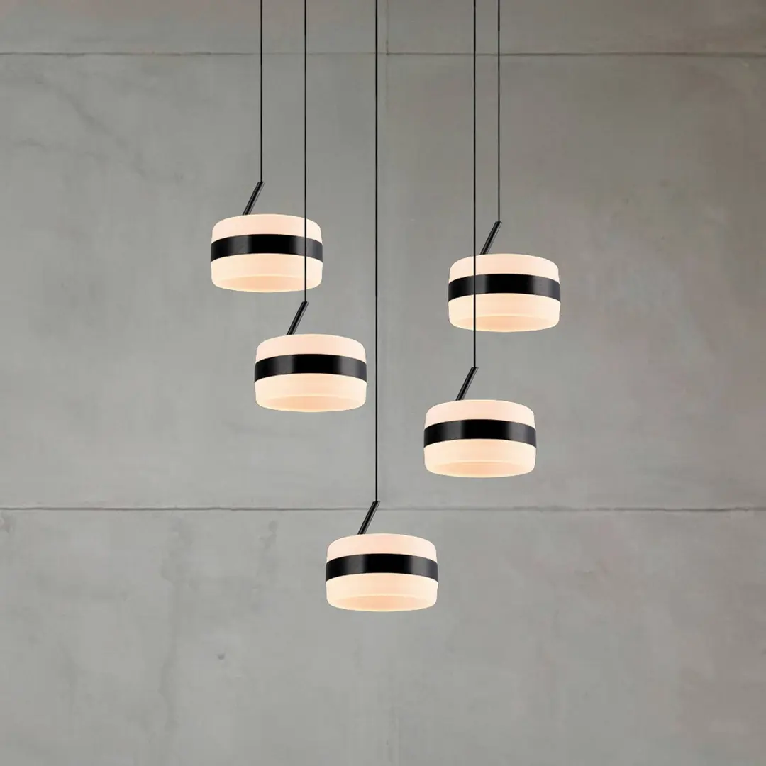 Trio Lighting LED-Pendellampe Dios, schwarz, Ø 45 cm, CCT, 5-flg.