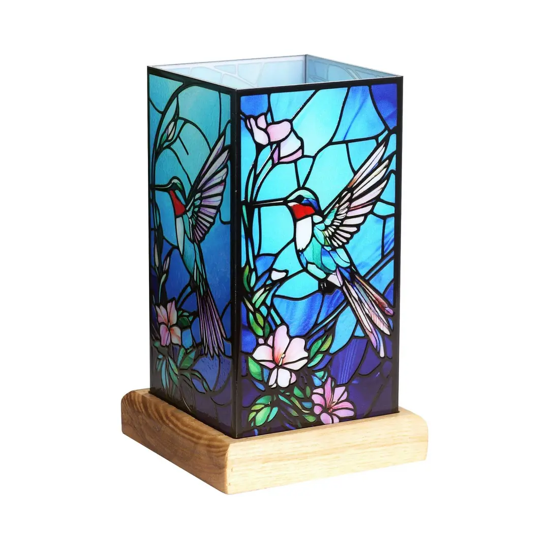 Wagner Life LED-Tischleuchte Art Light Kolibri, Holzsockel, Acryl, bunt
