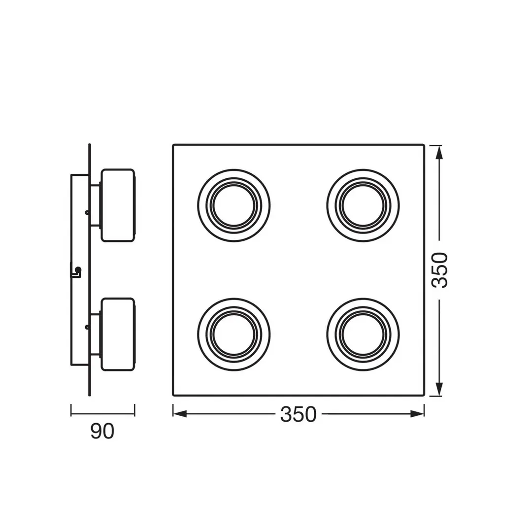 OSRAM LED-Deckenlampe ORBIS FLAME, schwarz, 4-flg., CCT IP44