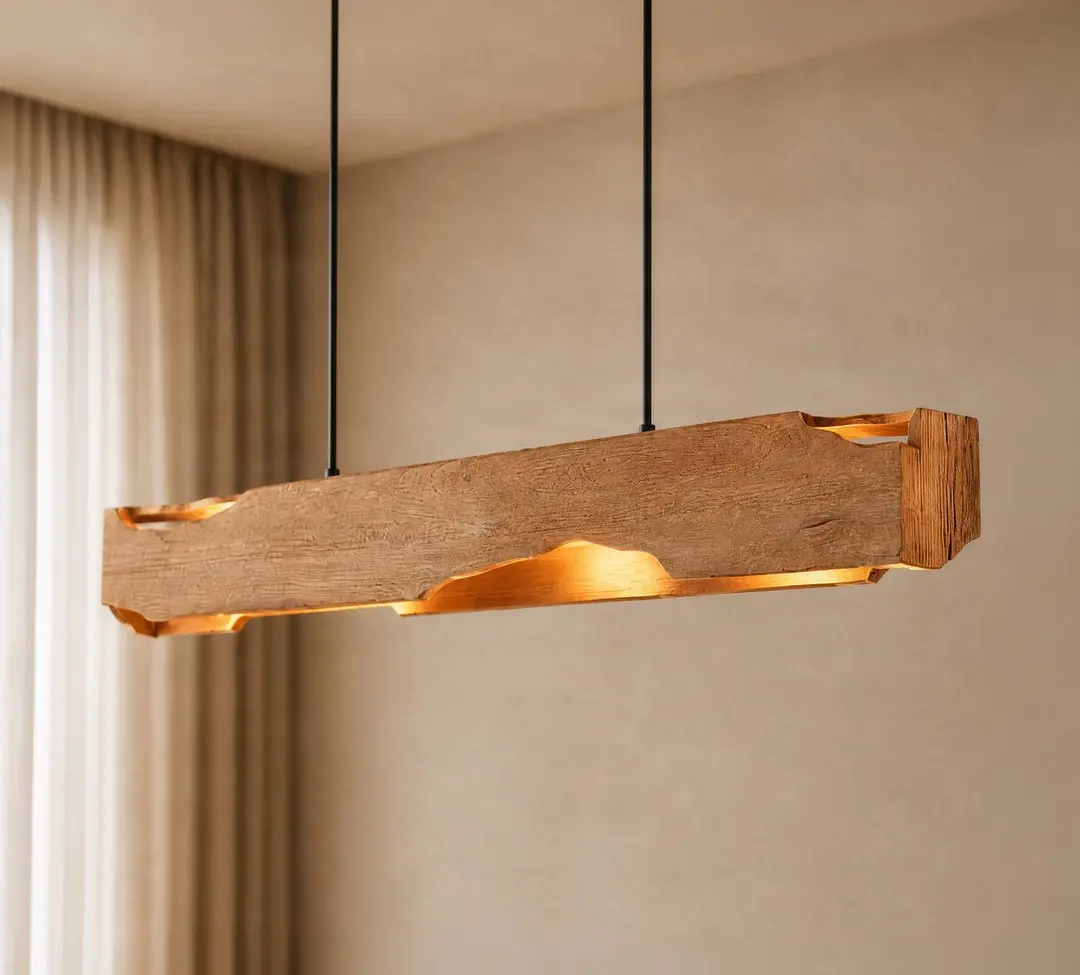 Lucande Hängeleuchte Tarry, Holz, Länge 110 cm, E27
