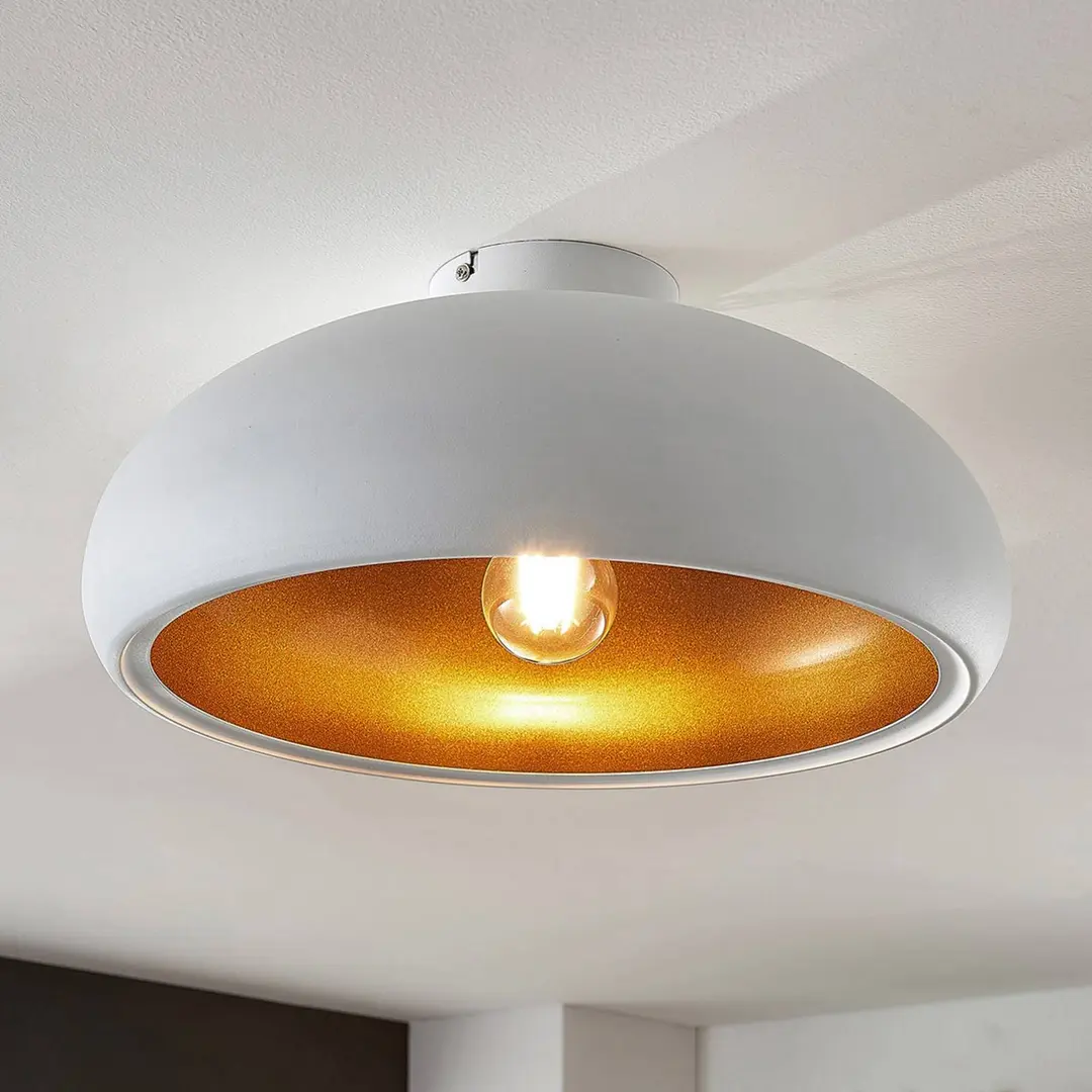 Lindby Deckenlampe Gerwina, weiß/gold, Metall, 40 cm, E27