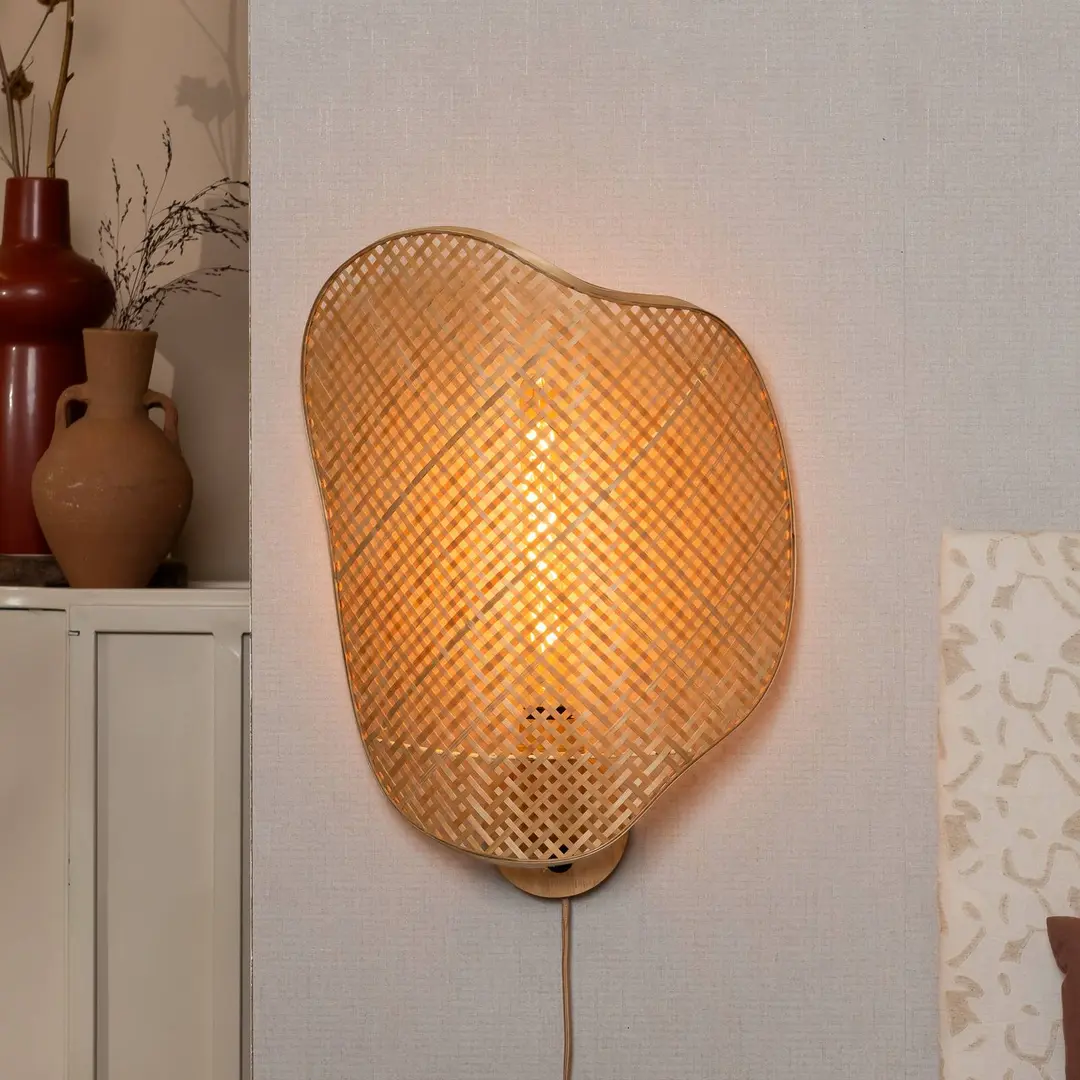 GOOD & MOJO Wandlampe Kinabalu, natur, 50 cm, Bambus Stecker
