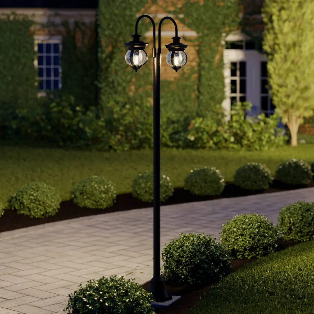 Lindby Außenleuchte Farley, 215 cm, 2-flammig, IP44, E27