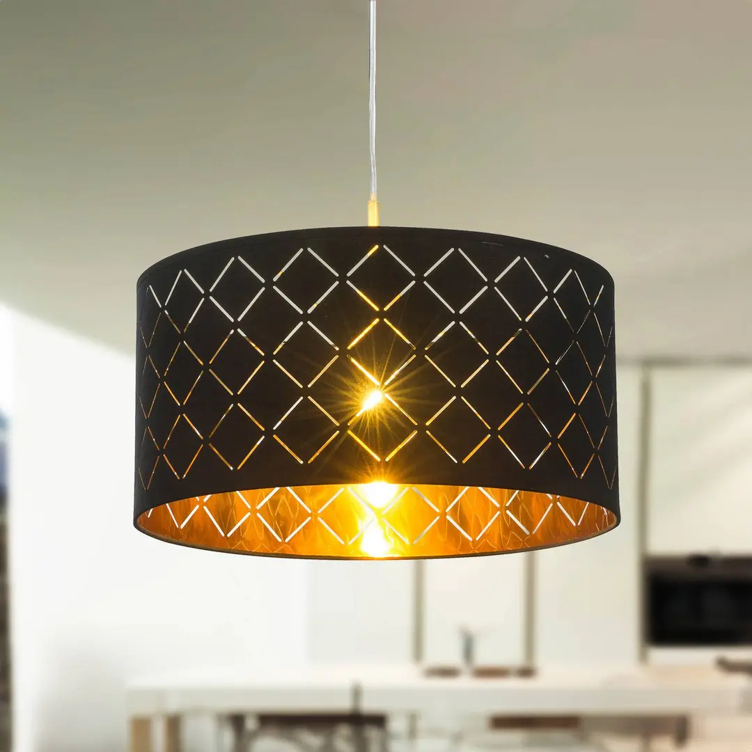 Globo Hängeleuchte Clark, schwarz/goldfarben, Ø 40 cm