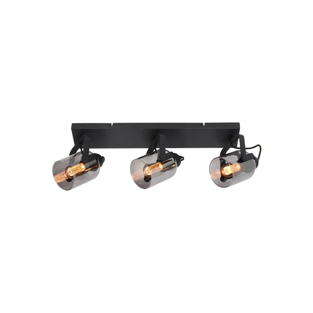 Freelight Deckenstrahler Fumoso, Länge 61 cm, schwarz/grau, 3-flg.