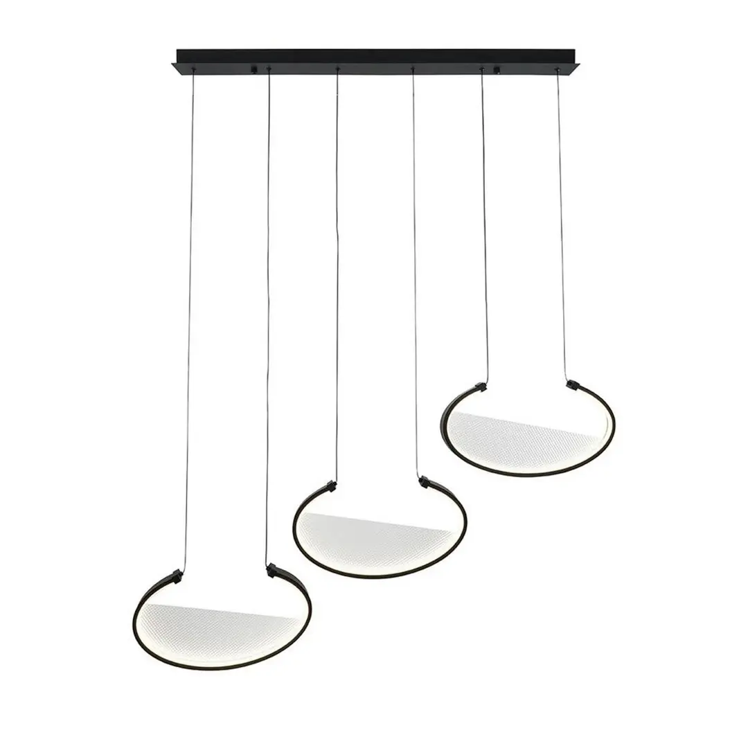 Viokef LED-Hängelampe Adele, Länge 117 cm, schwarz, Metall, 3-flg.