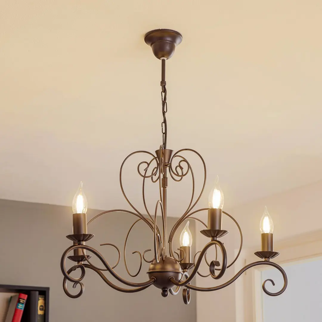 Luminex Kronleuchter Mauro, schwarz, 5-flammig, Ø 62 cm, Metall, E14
