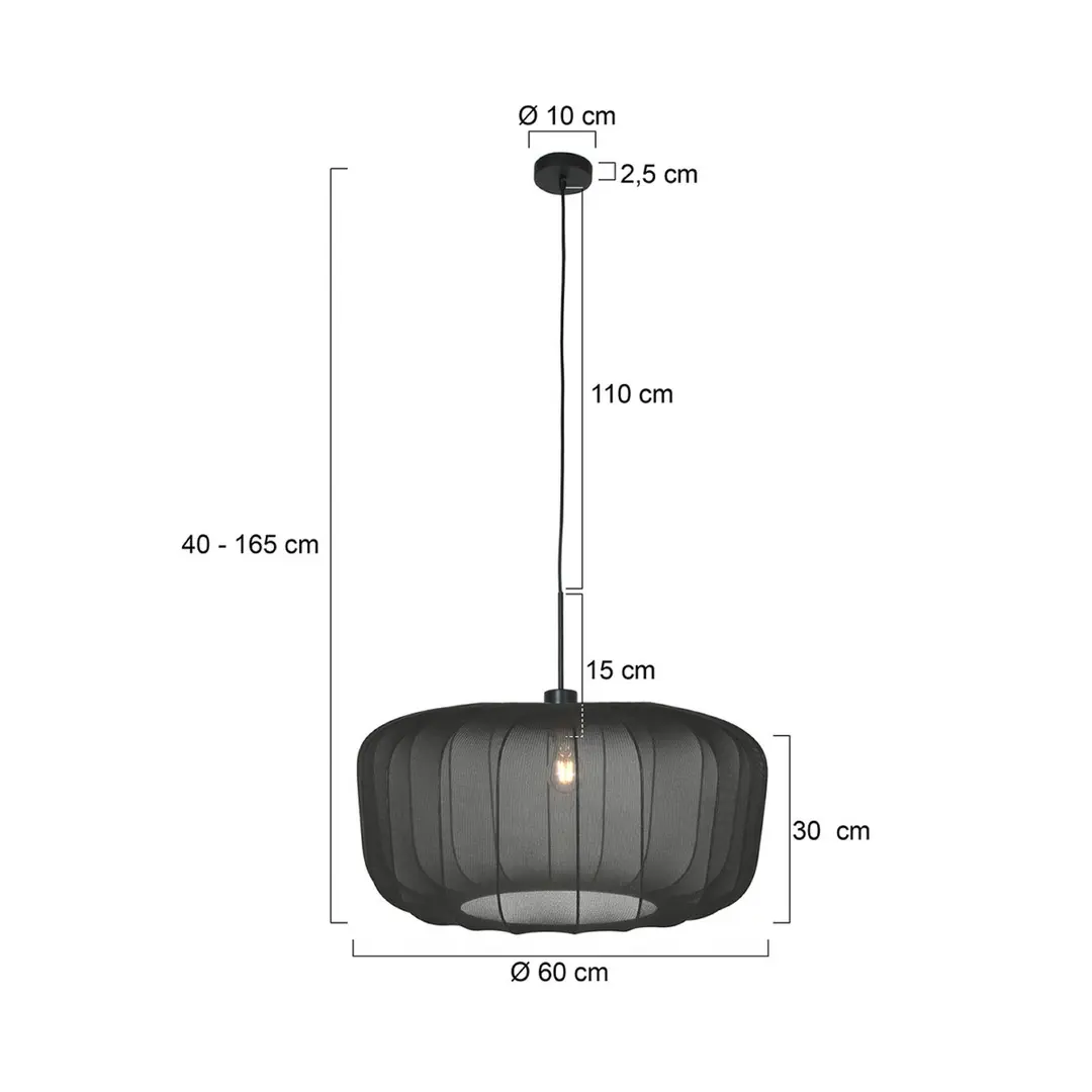 Steinhauer Hängeleuchte Sparkled Light, Nylon schwarz, Ø 60 cm, E27