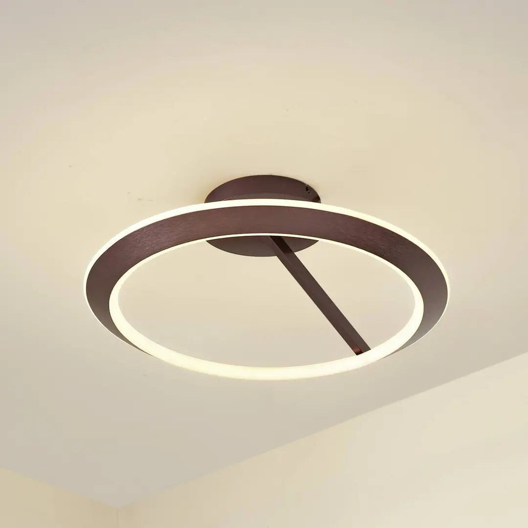 Lucande LED-Deckenleuchte Eldra, kaffeebraun, Ø 55 cm, CCT