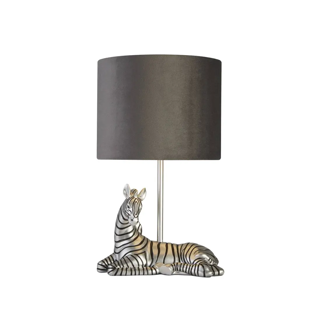 Searchlight Tischleuchte Zebra, schwarz/silber, Kunstharz, 26 cm, E27