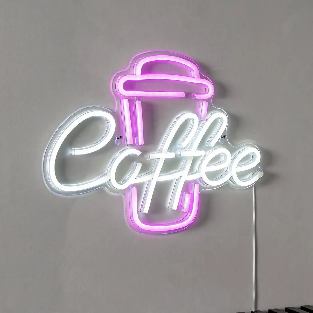 STAR TRADING LED-Wandleuchte Coffee, pink/weiß, Plexiglas, 40 x 30 cm USB