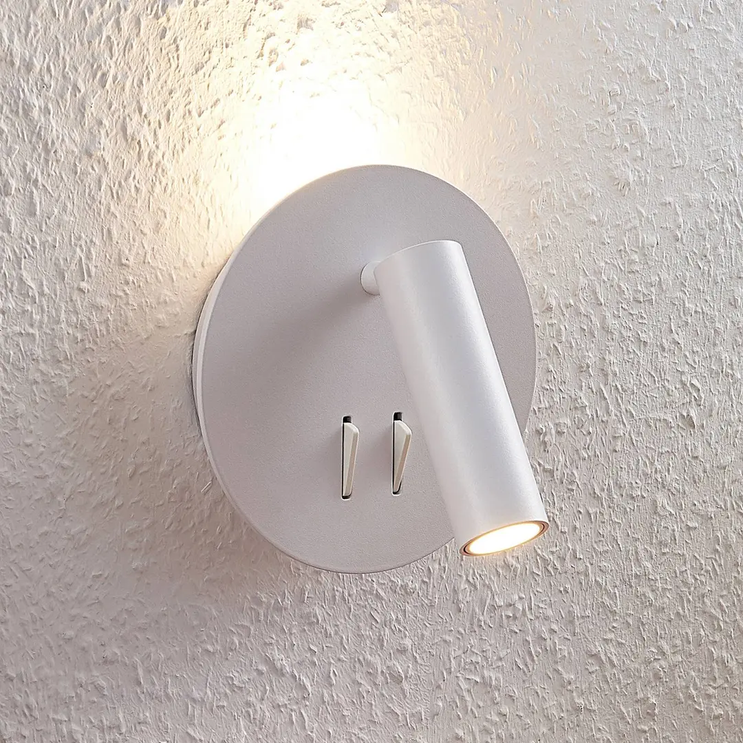 Lucande LED-Wandleuchte Magya, weiß, Ø 14 cm, verstellbar