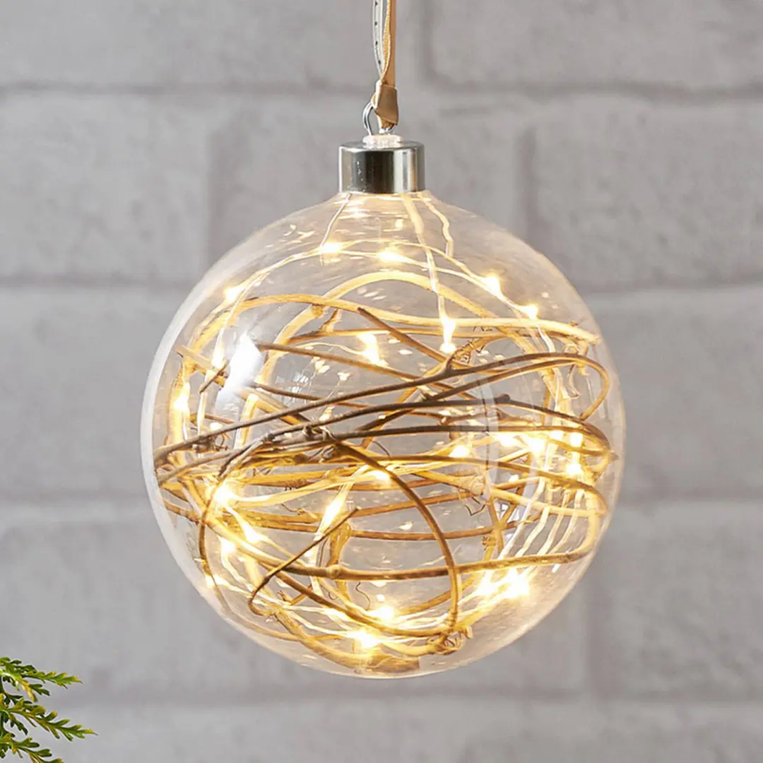 STAR TRADING LED-Dekokugel Glow klar, Rattan Ø 15 cm