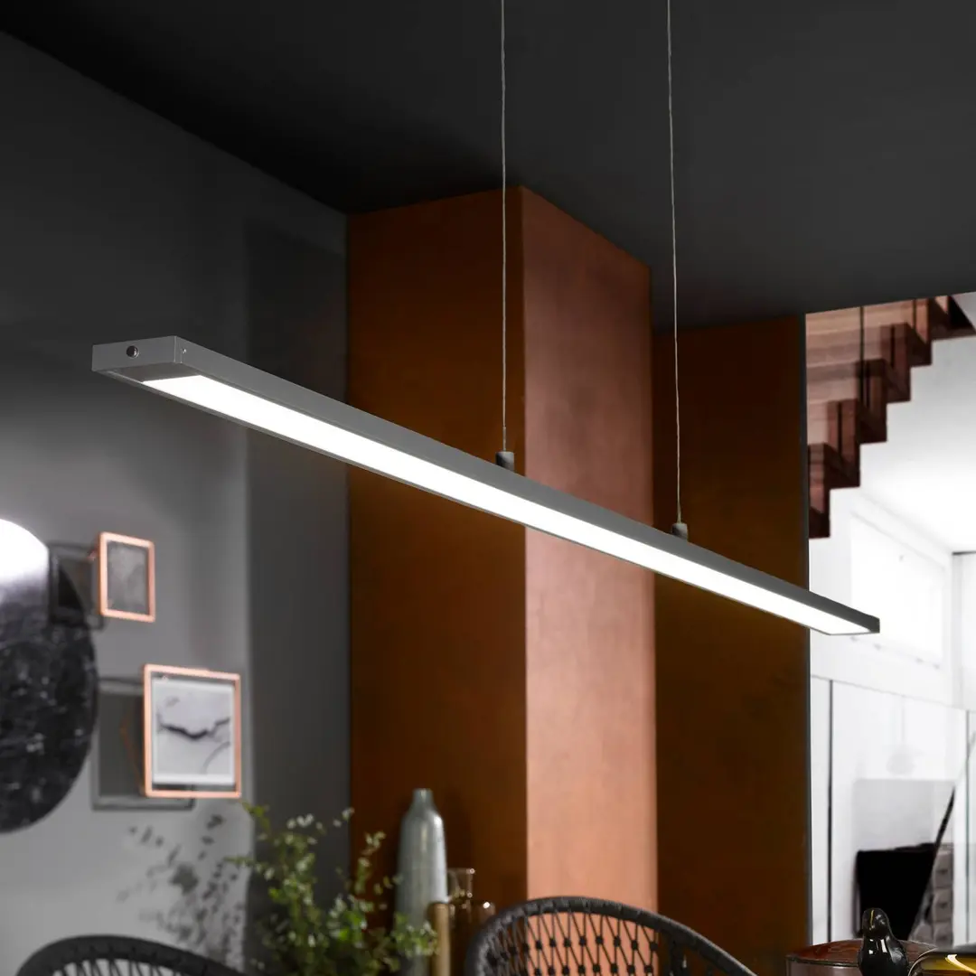 FISCHER & HONSEL LED-Hängeleuchte Marlo, grau, Länge 120 cm, CCT, Touchdimmer