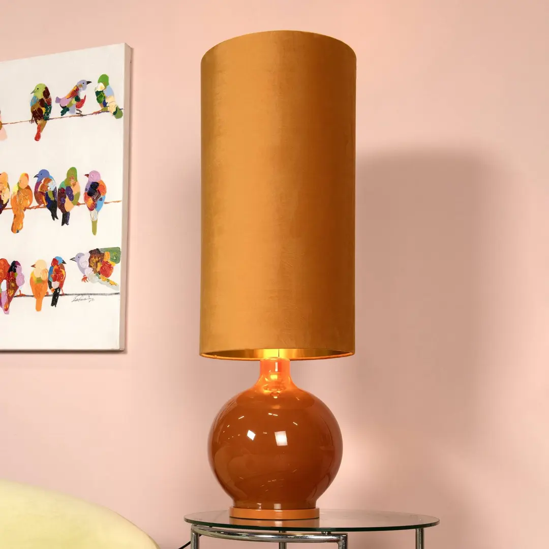 Lucide Stehleuchte Esterad, ocker, Ø 34 cm, Höhe 100 cm, Glas