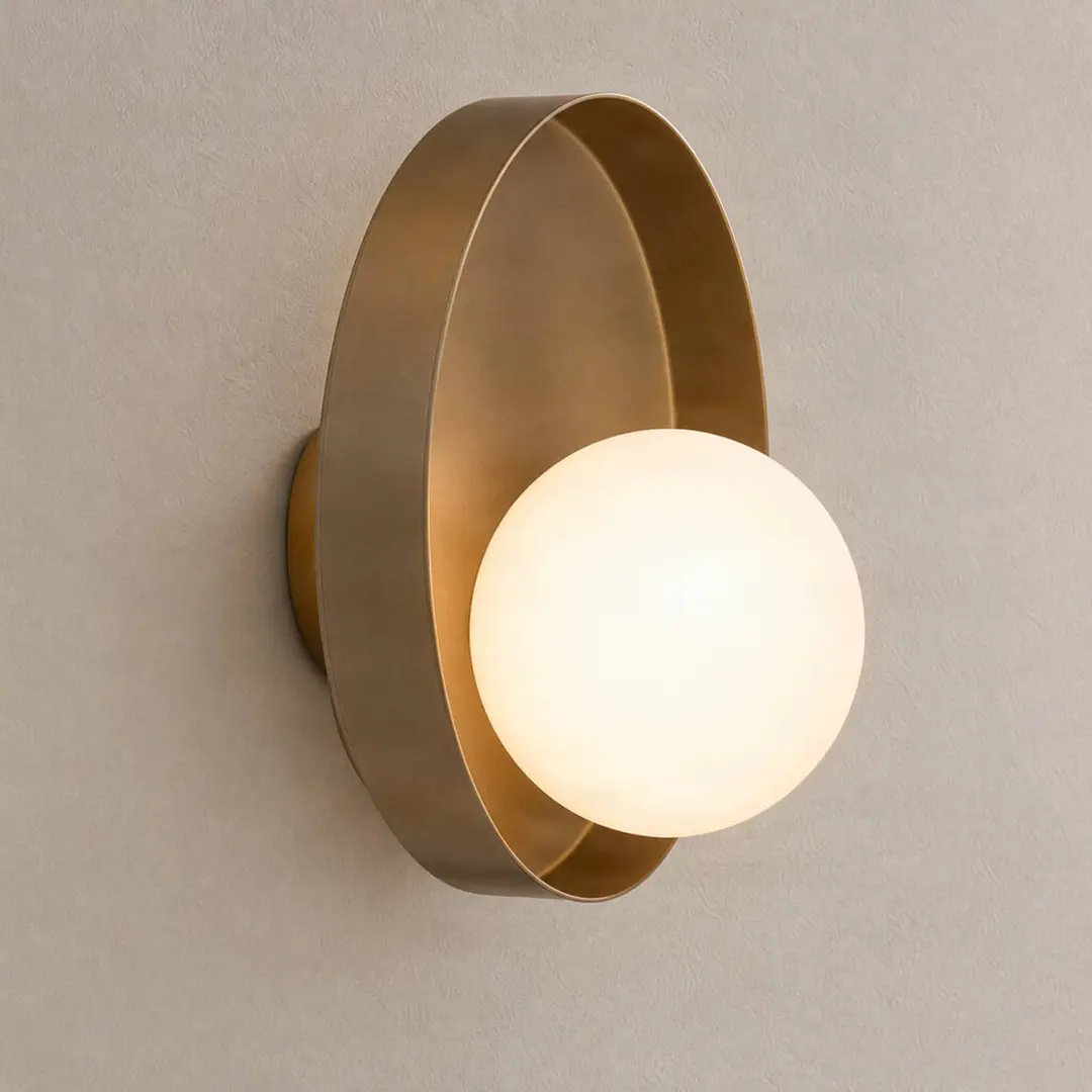 EMIBIG LIGHTING Wandleuchte Kido K1, beige, Stahl/Glas, Ø 20 cm