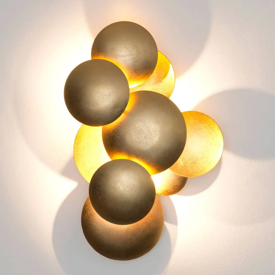 Holländer LED-Wandlampe BOLLADARIA, gold, 42 x 27 cm, Metall dimmbar