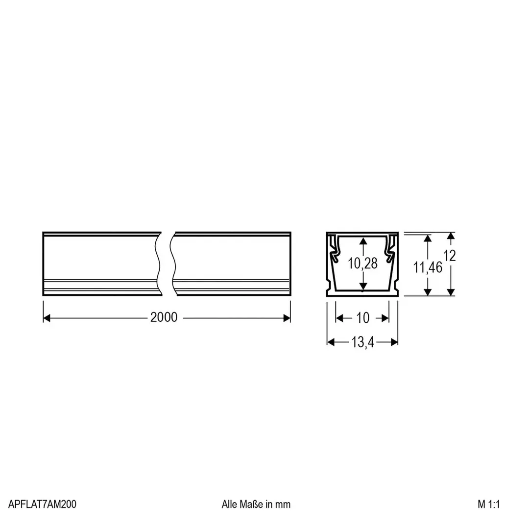 EVN APFLAT7 Alu-Profil 200cm, U-Profil, aluminium