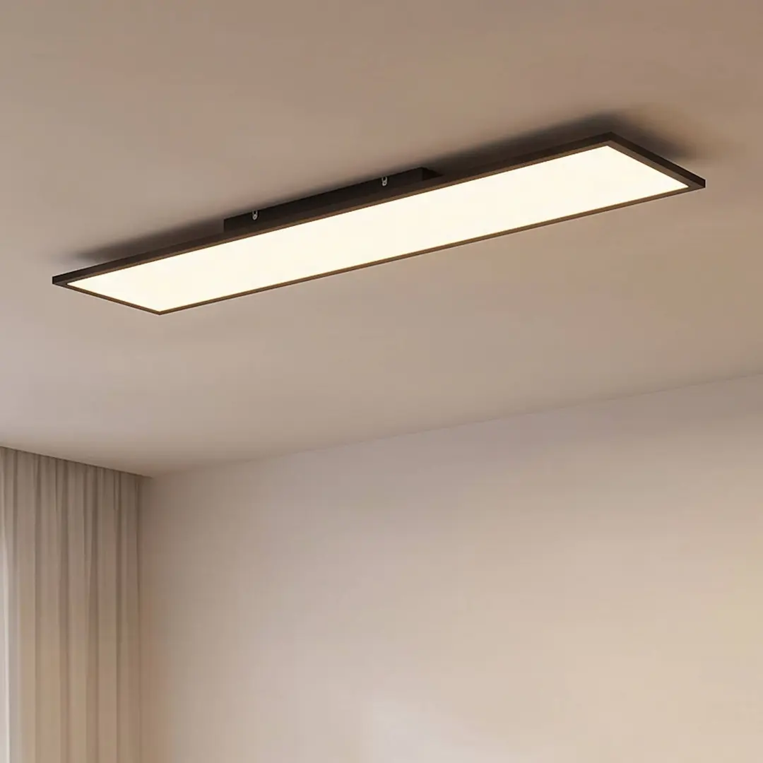 Lindby LED-Panel Lamin, schwarz, 120cm, CCT, dimmbar, Remote