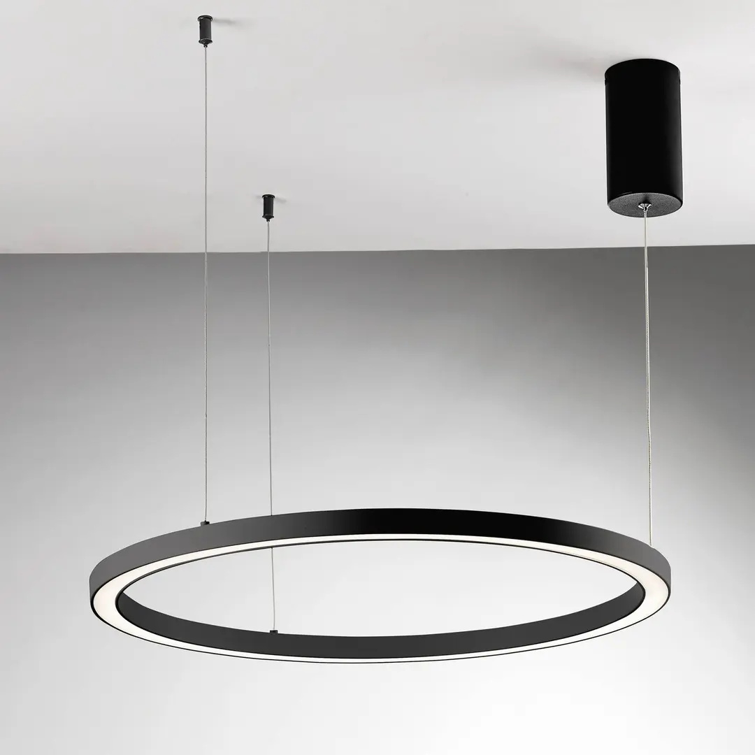 Luce Ambiente Design LED-Pendellampe Hoop, schwarz, Ø 80 cm, Metall, CCT