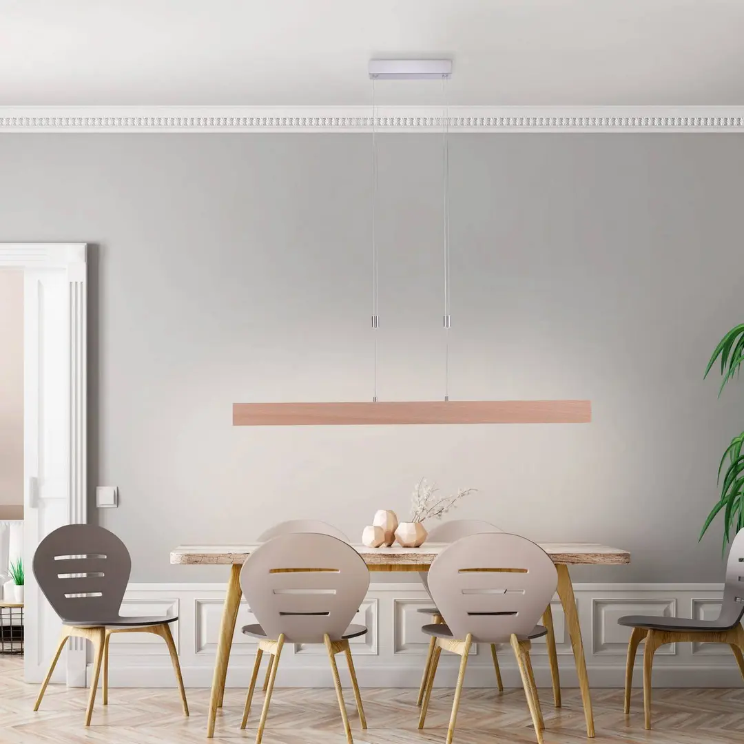 JUST LIGHT. GmbH LED-Pendelleuchte Amanda in Holzoptik, dimmbar