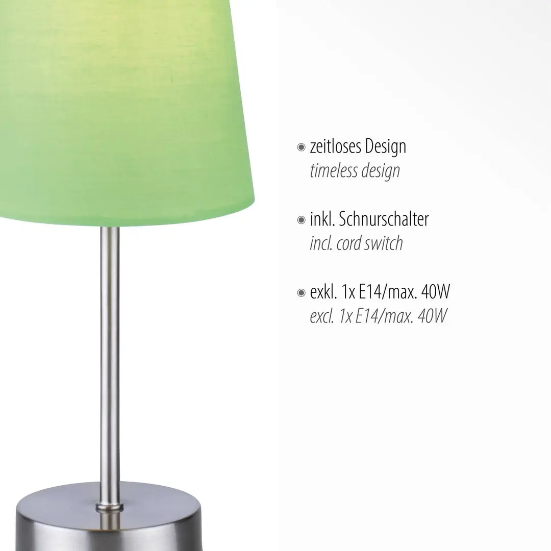 JUST LIGHT. GmbH Tischleuchte Heinrich mit Stoffschirm grün